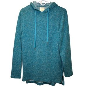Fairplay Mens Sweatshirt Teal Medium Marled Hoodie Logo Drawstring